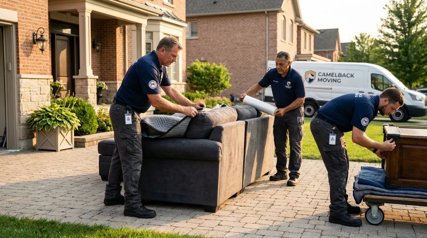 Large estate moving crew wrapping furniture in Beeville, TX
